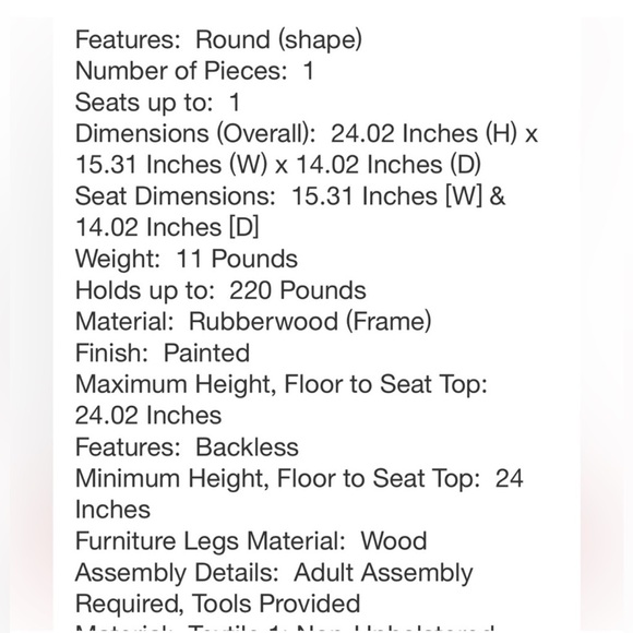 STUDIO MCGEE NWT haddonfield all wood backless counter height barstool -black - Picture 5 of 5